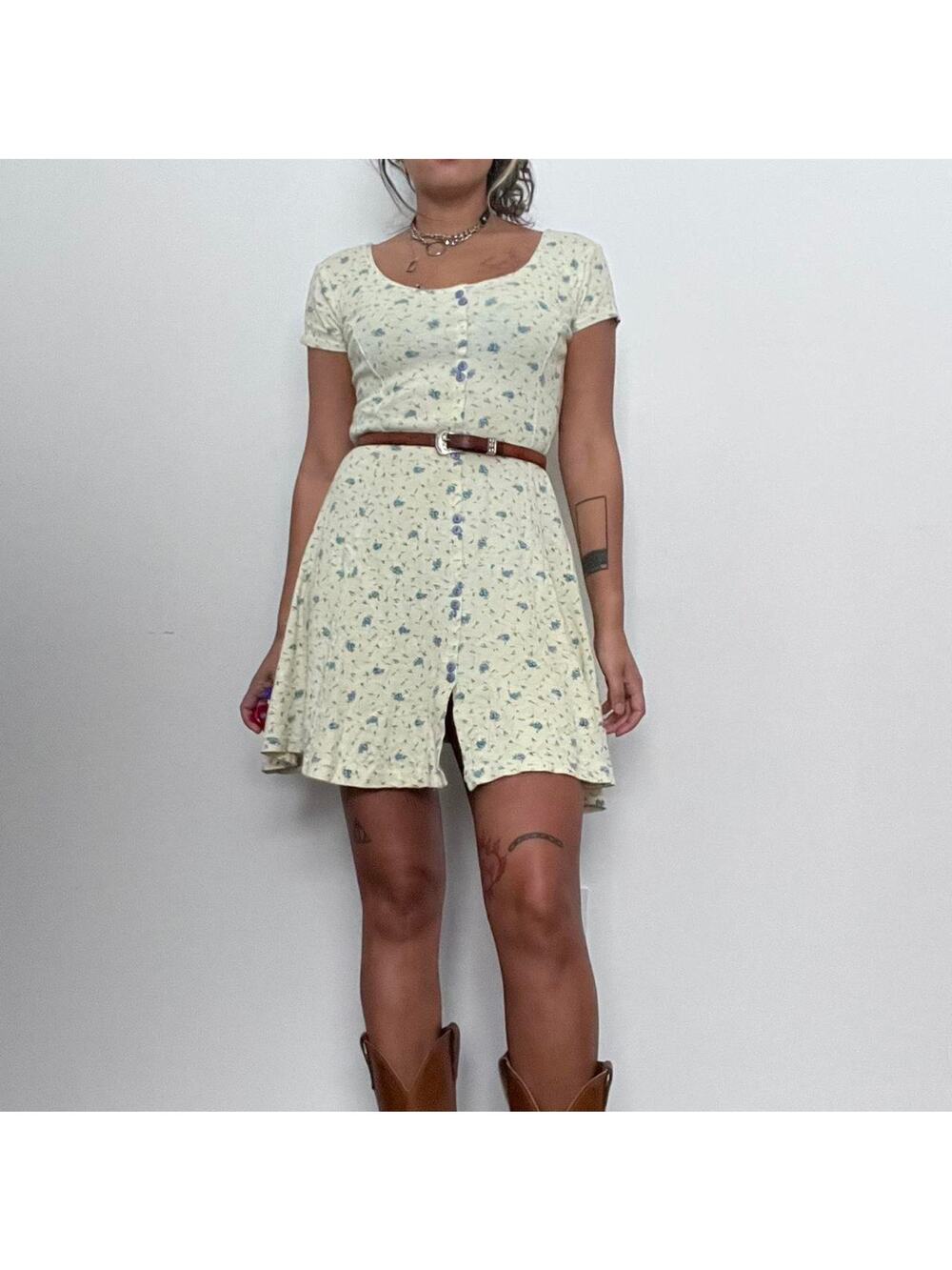 90s ditsy floral mini dress